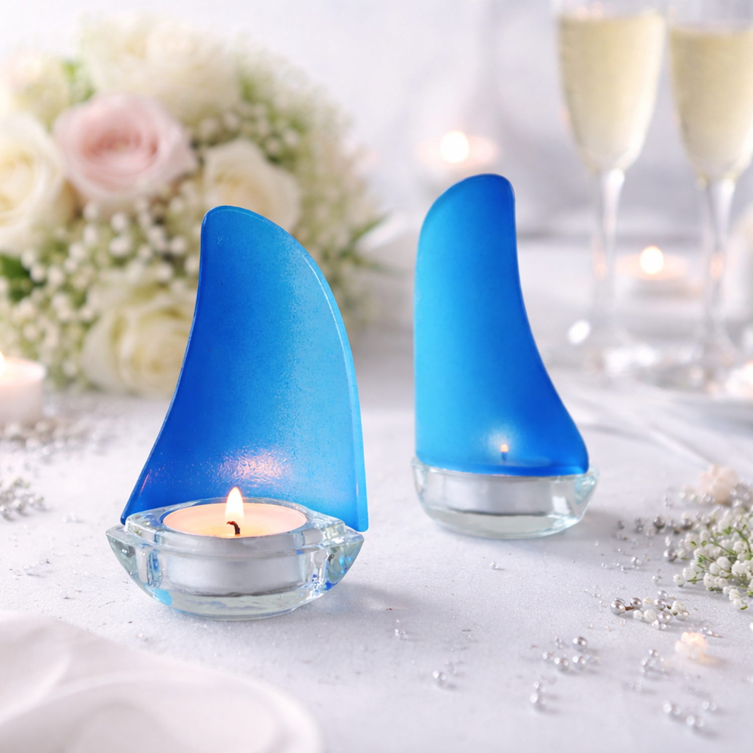 Blue Sailboat Tea Light Holders 1479
